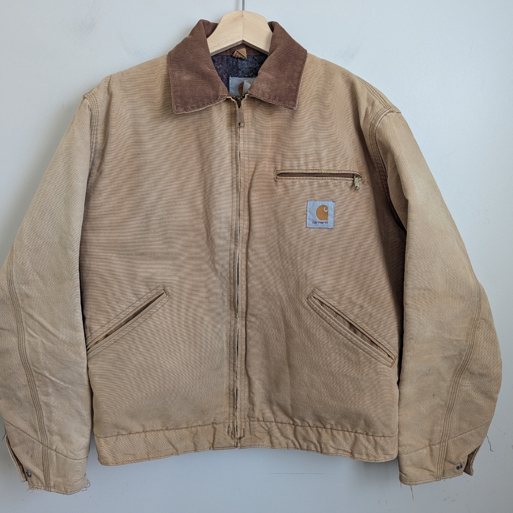 VTG Carhartt Detroit Blanket Lined Canvas 90s Y2K Work Jacket Distressed USA 40